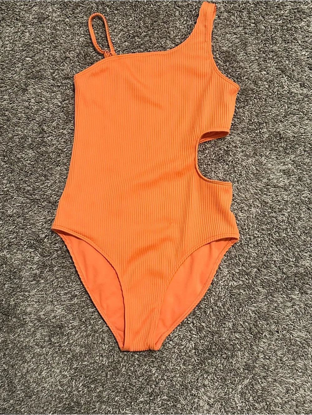 abercrombie kids Orange One-Shoulder Cutout Ribbed One-Piece Swimsuit